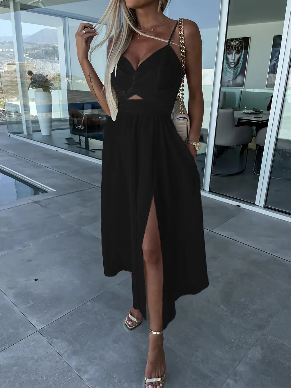 Backless V-Neck Camis Dress