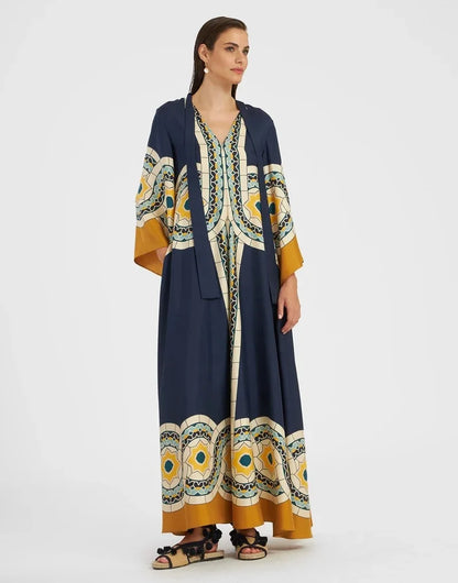 Vintage Muse Printed Maxi Dress