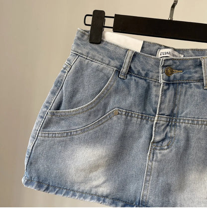 High Waist Denim Mini Skirt