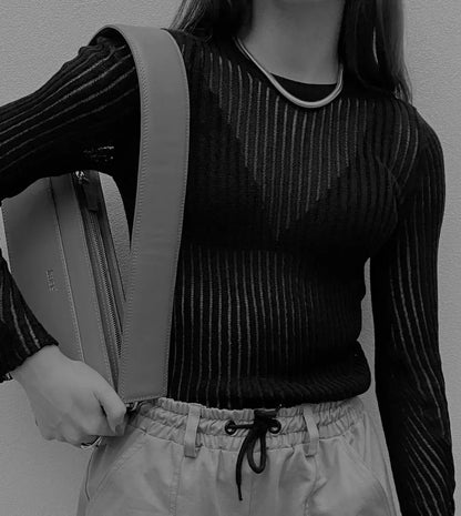 Luxe Sheer Striped Mesh Party Top