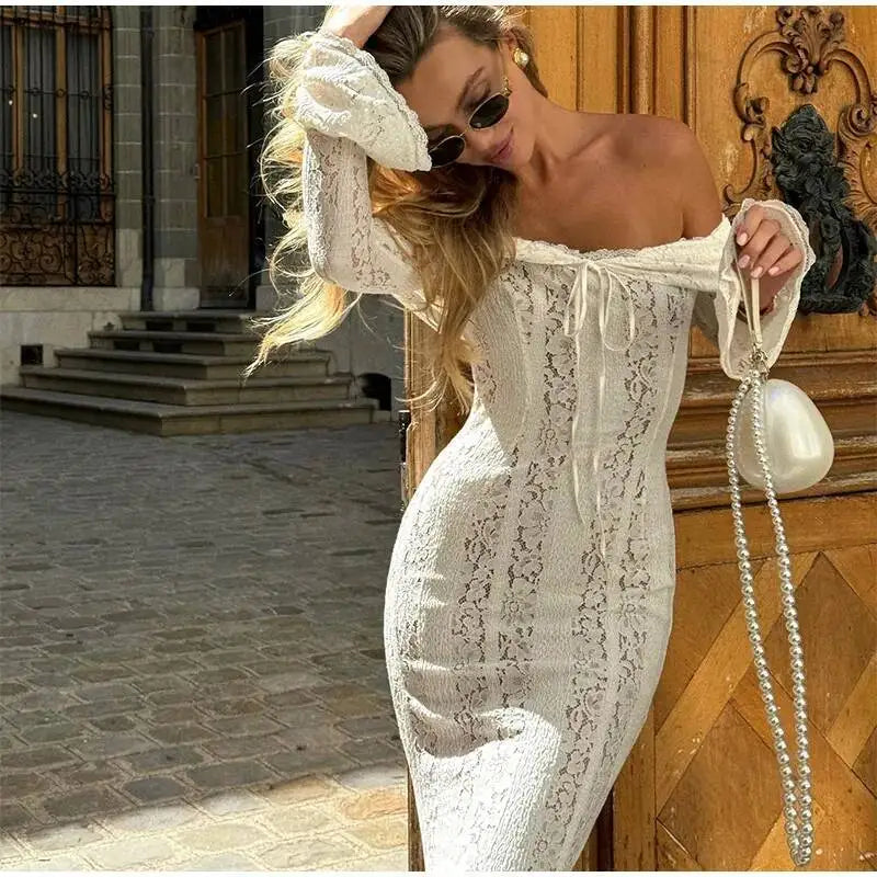 Lace Blossom Midi Dress