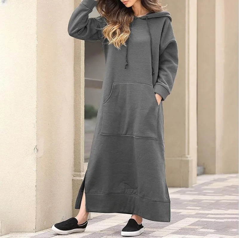 Hooded Sweater Dress with Pockets