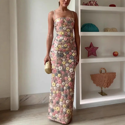 Starlit Bloom Sequin Maxi Dress