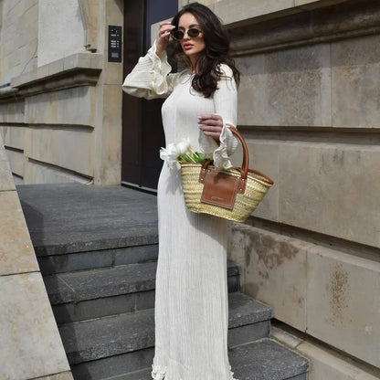 Elegant Knit Ruffle Dress