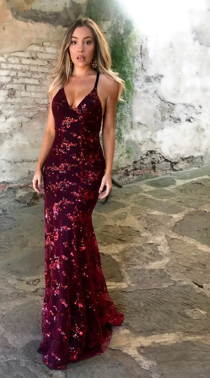 Starluxe Sequin Mesh Evening Gown