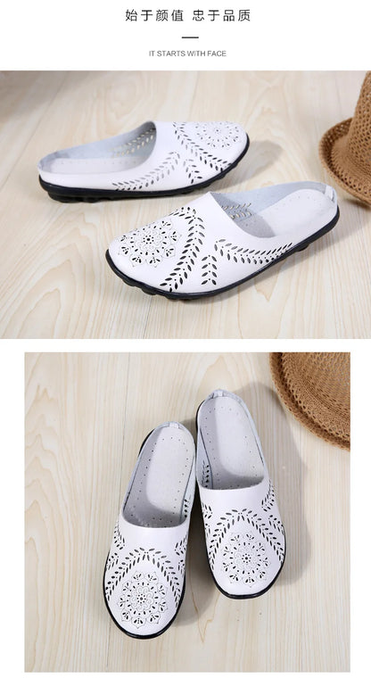 Breezy Chic Leather Slip-On Mules