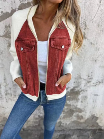 Cozy Patchwork Woolen Zip Jacket
