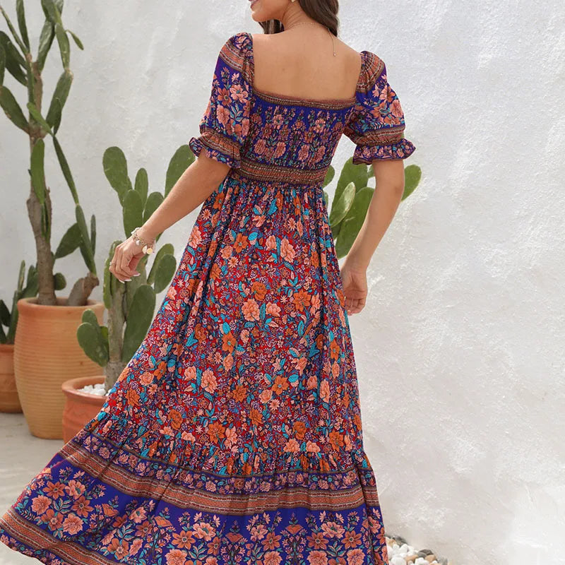 Sunlit Garden Pleated Boho Sundress