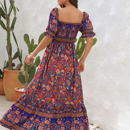 Sunlit Garden Pleated Boho Sundress