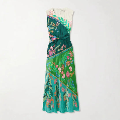 Twist Bloom Satin High Waist Dress