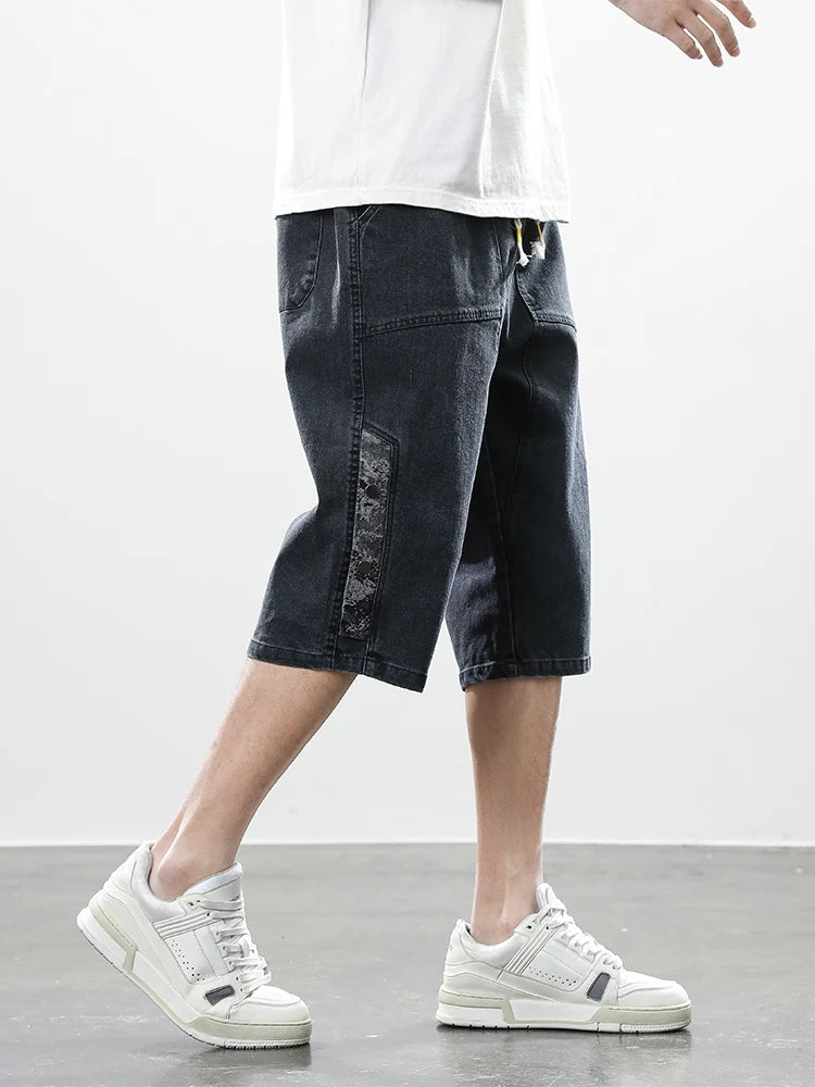 Men’s Washed Denim Capri Shorts