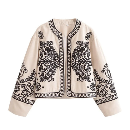 Retro Embroidered Long Sleeve Jacket