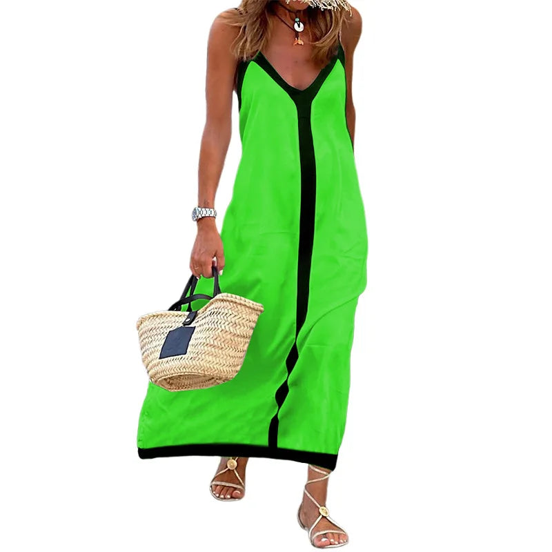 Color Block V-Neck Dress