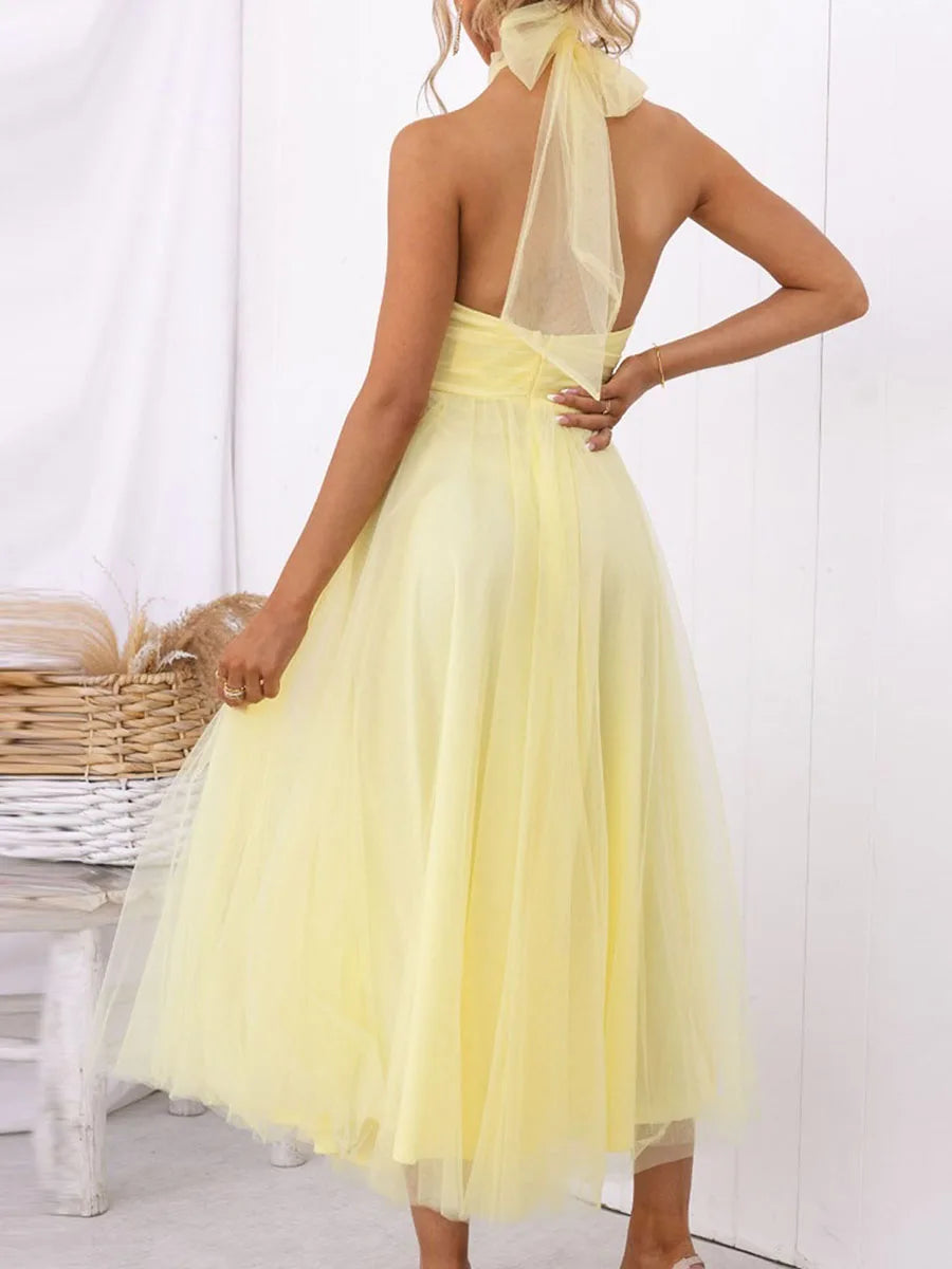 Chiffon Halter Neck Dress