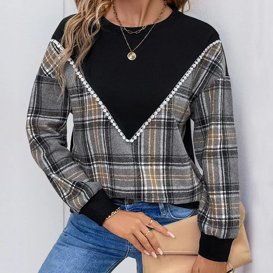 Vintage Plaid Patchwork Pullover