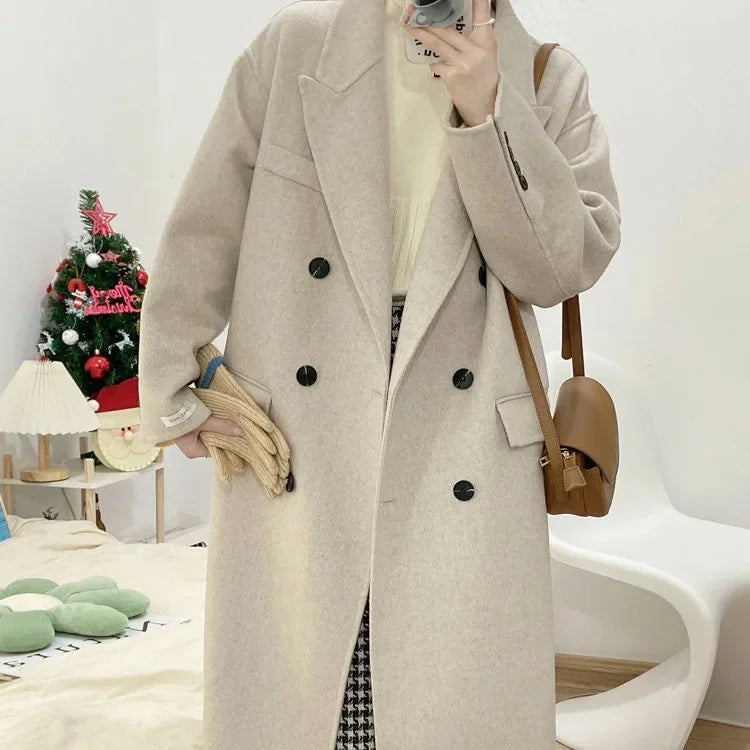 Double-Breasted Woolen Coat