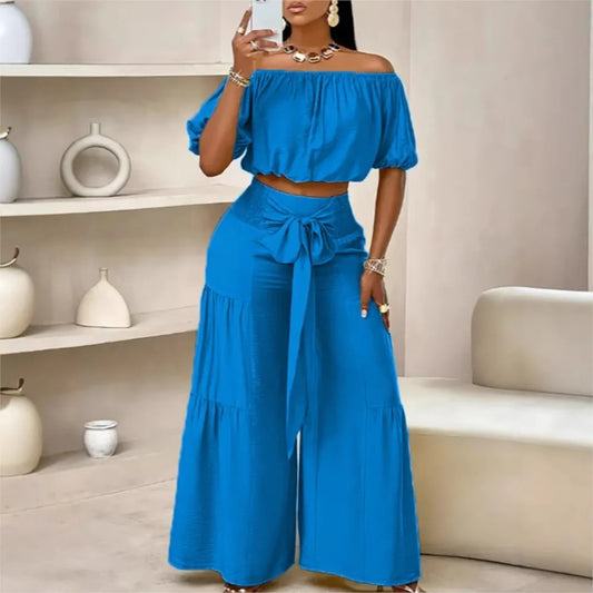 Luxe Curve One-Shoulder Pants Set