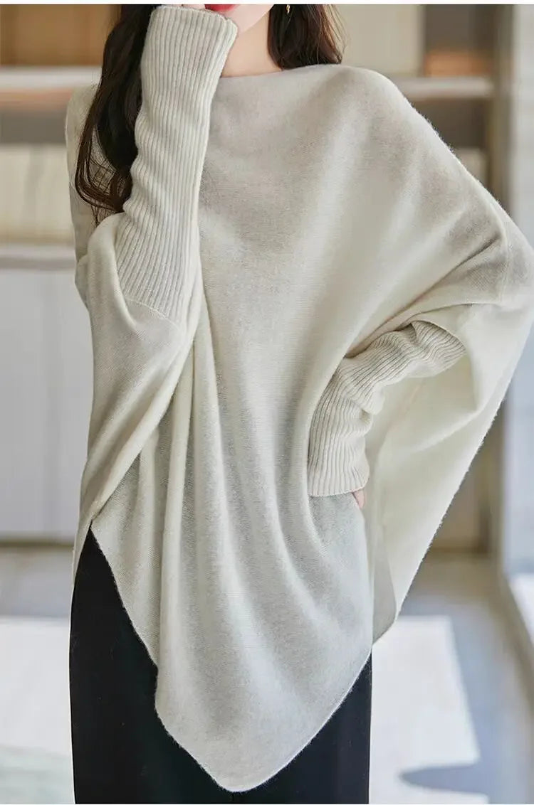 Batwing Sleeve Irregular Knit Sweater