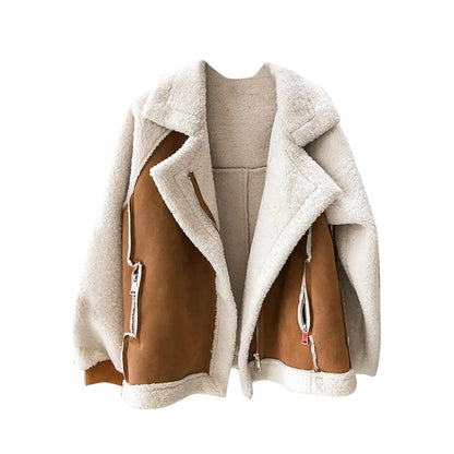 Patchwork Lambhair Crop Jacket