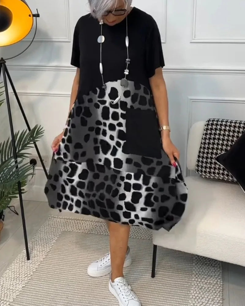 Leopard Print A-Line Midi Dress