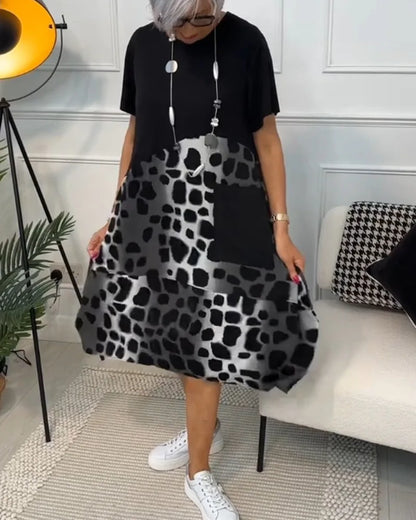 Leopard Print A-Line Midi Dress