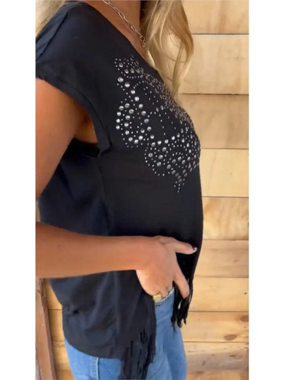 Fringe Shine Summer Casual Top