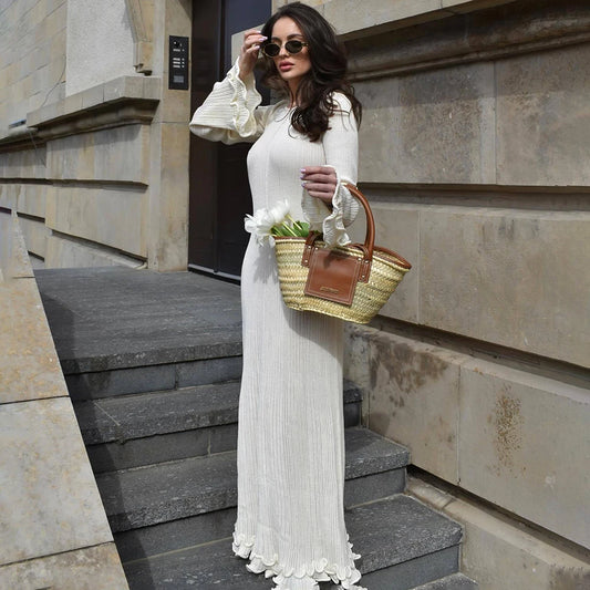 Elegant Knit Ruffle Dress