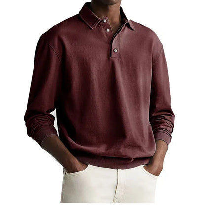 Men’s Long Sleeve Business Casual Cotton Polo