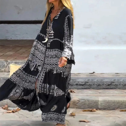 Boho Spirit Ethnic Print Maxi Dress
