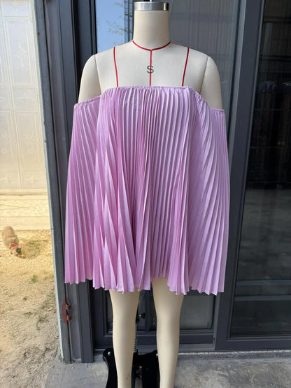 Glimmer Drape One Shoulder Shorts Set
