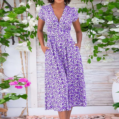 Bloom Grace V Neck Midi Dress
