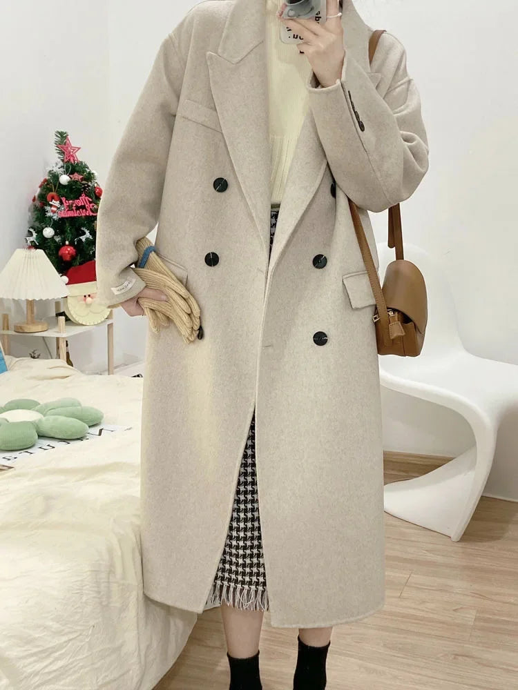 Double-Breasted Woolen Coat