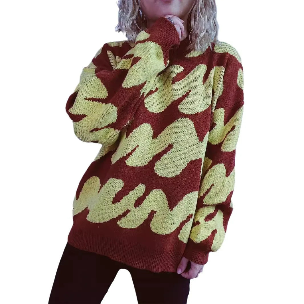 Stripe Craft Patchwork Knit Pullover