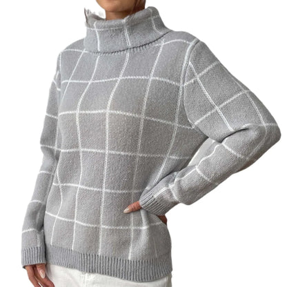 Plaid Muse Turtleneck Knit Sweater
