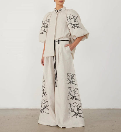 Floral Ease Wide-Leg Set