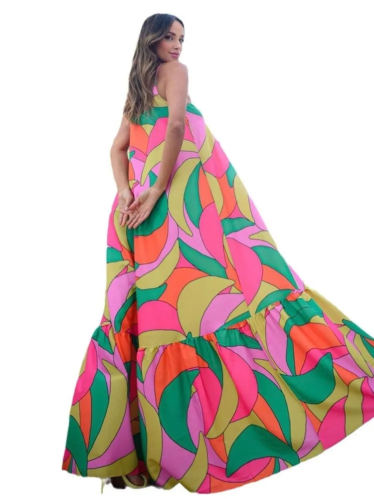 Euro Chic Backless V-Neck Maxi Dress