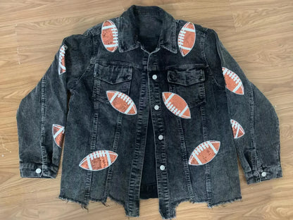 Glow Play Corduroy Sequin Varsity Jacket