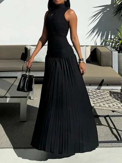 Black Mock Neck Bodycon Dress