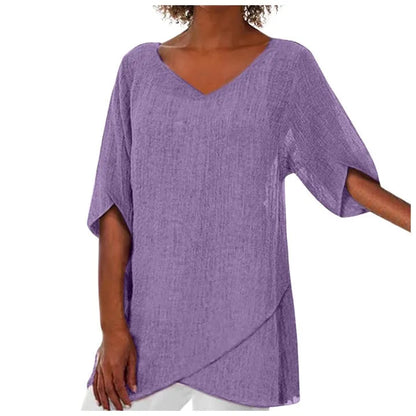 Blue Cotton V-Neck