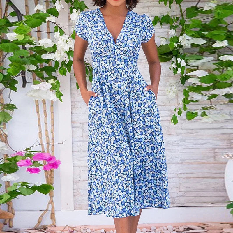 Bloom Grace V Neck Midi Dress