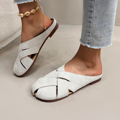 Retro Crossover Flat Mules for Women