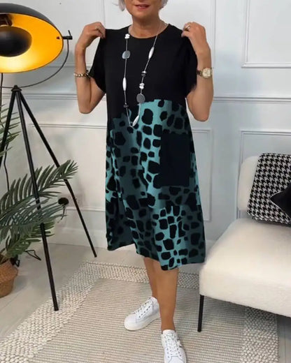 Leopard Print A-Line Midi Dress