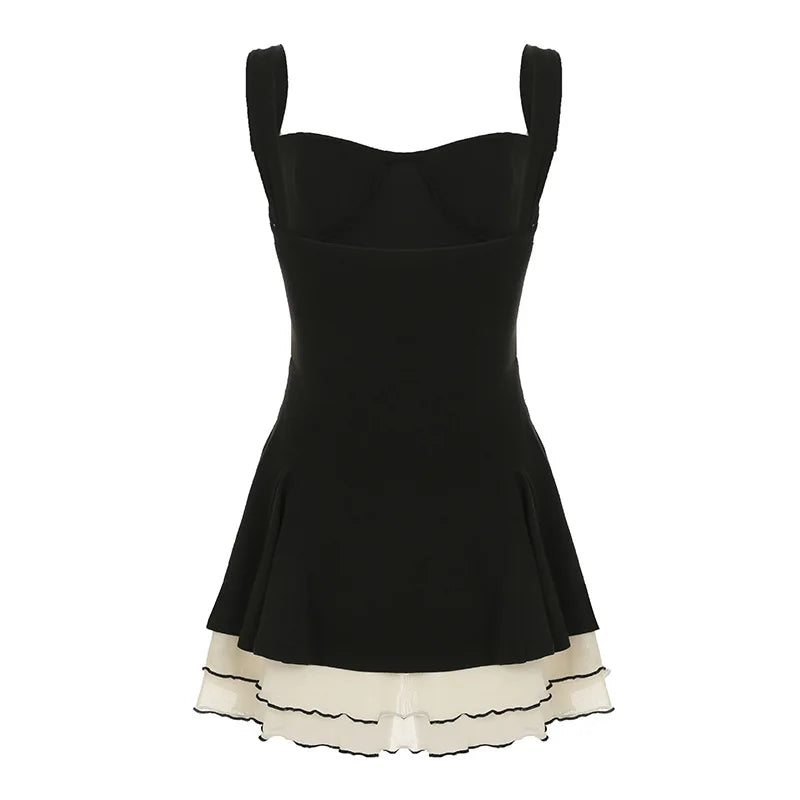 Curve Pop Contrast Layered Swing Dress