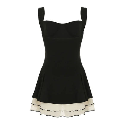 Curve Pop Contrast Layered Swing Dress