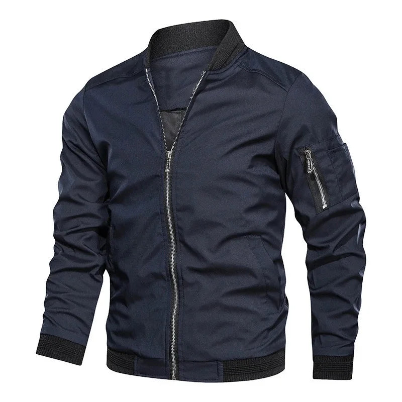 Solid Color Bomber Jacket for Men