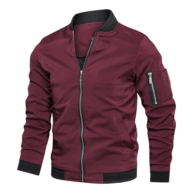 Solid Color Bomber Jacket for Men