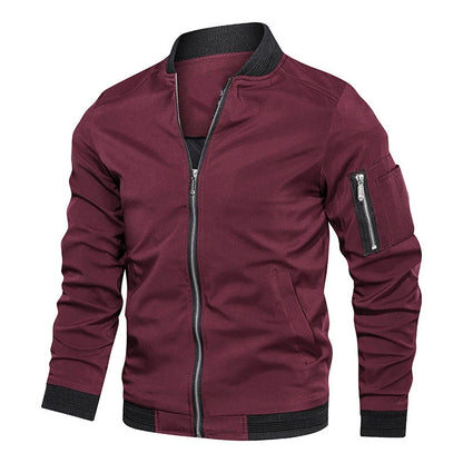 Solid Color Bomber Jacket for Men