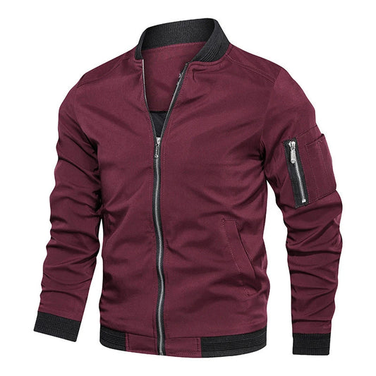 Solid Color Bomber Jacket for Men