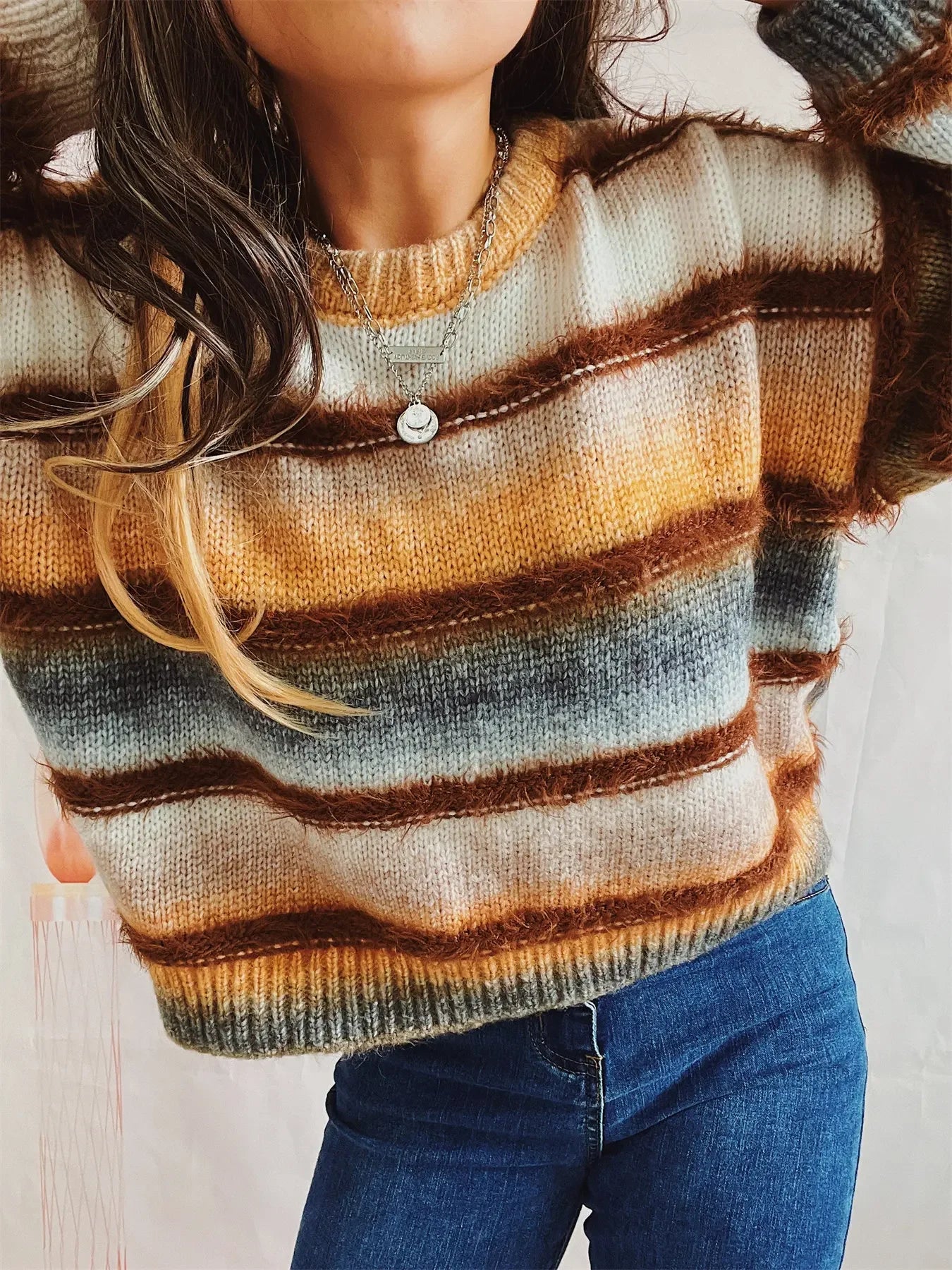 Cozy Gradient Stripe Knit Sweater