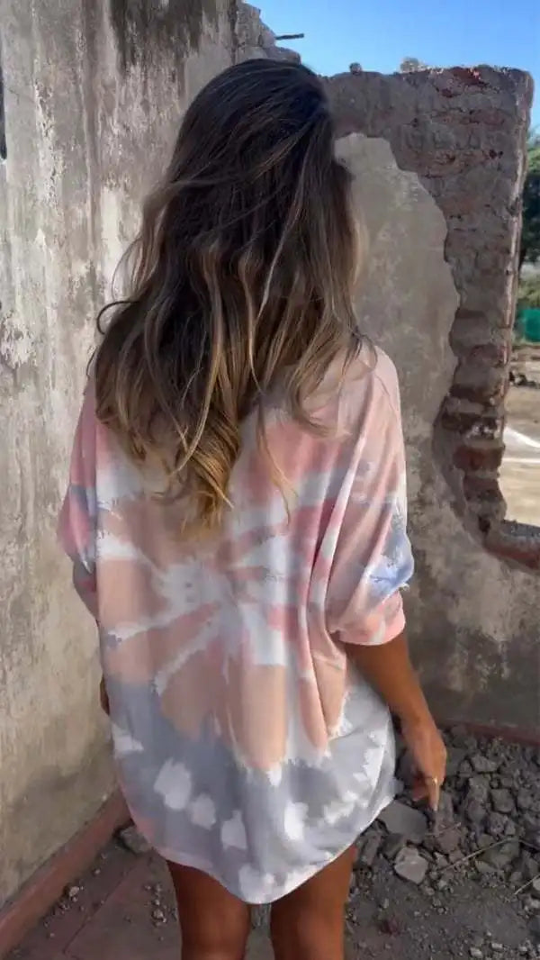 Tie-Dye Crew Neck Summer Top